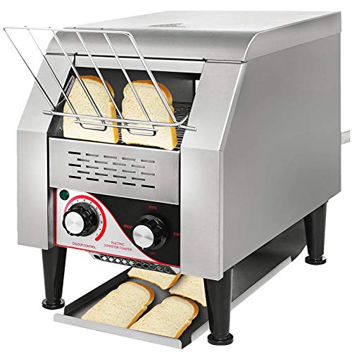 VEVOR Tostadora Comercial Eléctrica del Transportador 300 PCS/H Máquina de Tostar del Restaurante del Panecillo 2,240 W Dimensión de 418 x 368 x 387 mm Tostadora de Acero Inoxidable para Pan