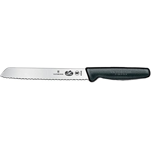 Victorinox Küchenmesser Brotmesser Wellenschliff Blister Cuchillo Pan con Sierra, 21 CM Negro BLIST 5.1633.21B, Acero Inoxidable