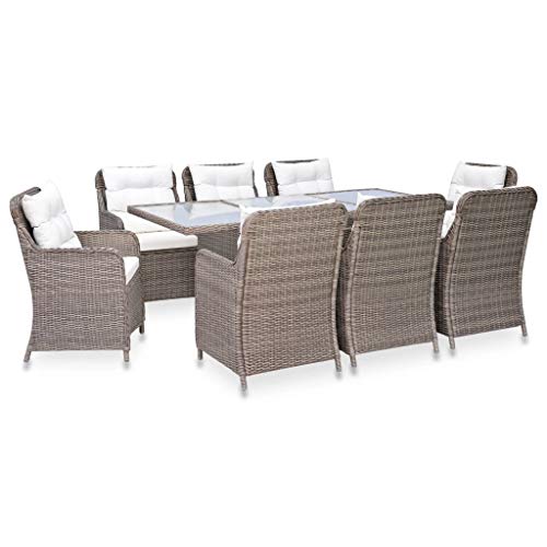 vidaXL Conjunto Comedor de Jardín 9 Piezas Ratán Sintético Salón Sala de Estar Casa Hogar Mobiliario Muebles Exterior Terraza Balcón Almuerzo Marrón vidaXL Conjunto Comedor de Jardín 9 Piezas Ratán Sintético Salón Sala de Estar Casa Hogar Mobiliario Muebles Exterior Terraza Balcón Almuerzo Marrón