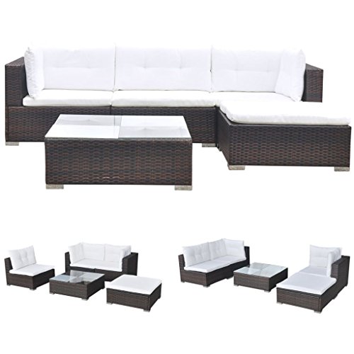vidaXL Conjunto de Muebles de Jardín 5 Piezas Ratán Sintético Marrón Juego Comedor Exterior Mesa y Sillas Patio Porche Terraza Material Estilo Mimbre vidaXL Conjunto de Muebles de Jardín 5 Piezas Ratán Sintético Marrón Juego Comedor Exterior Mesa y Sillas Patio Porche Terraza Material Estilo Mimbre
