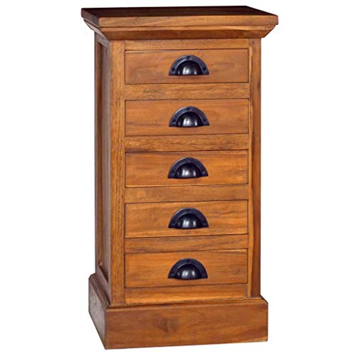 vidaXL Madera Maciza de Teca 5 Cajoneras Armario Lateral Auxiliar Aparador Habitación Cómoda Robusto Duradero Decoración Almacenamiento vidaXL Madera Maciza de Teca 5 Cajoneras Armario Lateral Auxiliar Aparador Habitación Cómoda Robusto Duradero Decoración Almacenamiento