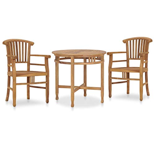 vidaXL Madera Maciza de Teca Conjunto Comedor de Jardín 3 Piezas Patio Terraza Casa Exterior Sillones Aire Libre Mesa Silla Asientos vidaXL Madera Maciza de Teca Conjunto Comedor de Jardín 3 Piezas Patio Terraza Casa Exterior Sillones Aire Libre Mesa Silla Asientos