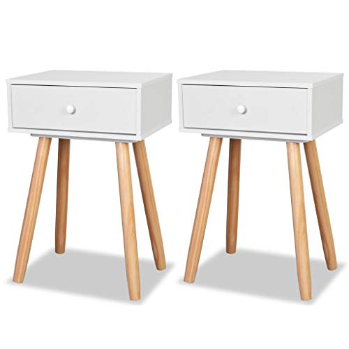 vidaXL Madera Pino Maciza 2X Mesitas Noche Blanco Mesilla Auxiliar Dormitorio vidaXL Madera Pino Maciza 2X Mesitas Noche Blanco Mesilla Auxiliar Dormitorio