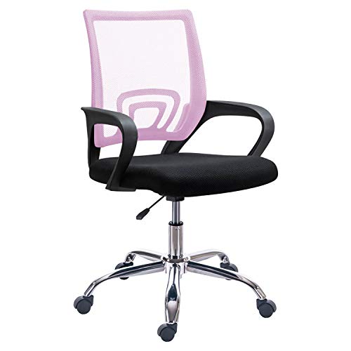 Vita, Silla de Oficina, Silla de Escritorio, Silla Despacho, Acabado en Rosa y Negro, Medidas: 60 cm (Ancho) x 60 cm (Fondo) x 90-102 cm (Alto)