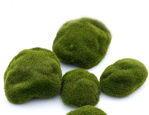 VOANZO 5 piedras de musgo artificiales decorativas de imitación verde musgo (8 cm)