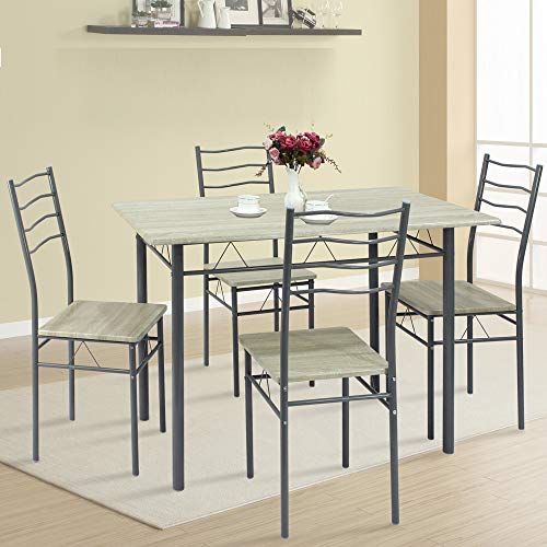 VS Venta-stock Conjunto Mesa y 4 sillas Comedor Lima Roble/Gris, Mesa 110 cm x 70 cm x 76 cm, Estructura metálica VS Venta-stock Conjunto Mesa y 4 sillas Comedor Lima Roble/Gris, Mesa 110 cm x 70 cm x 76 cm, Estructura metálica