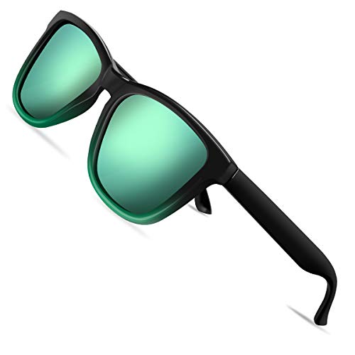 VVA Gafas de sol polarizadas para hombres Gafas de sol retro clásicas para hombres y mujeres para conducción al aire libre Protección unisex UV400 V105(Verde Claro/Negro)