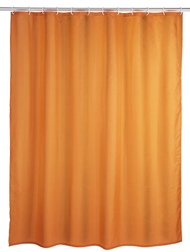 WENKO Cortina de ducha Unicolor naranja antimoho - antibacterial, lavable, Poliéster, 180 x 200 cm, Naranja