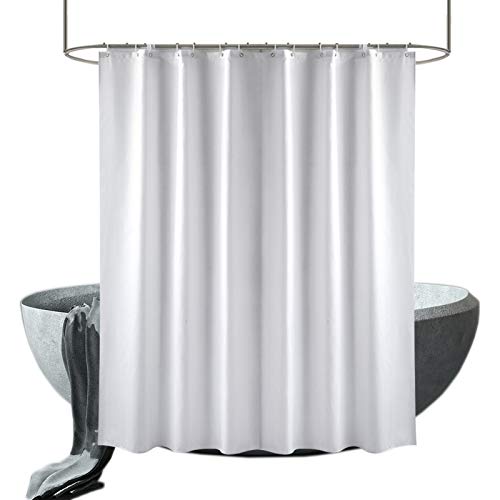 wiipara Cortina de ducha textil lavable, cortina de baño, duradera, resistente al agua, cortina de ducha de tela, cortina de baño con 12 cortinas de ducha (blanco, 180 x 230 cm)