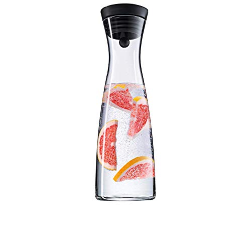 WMF Basic - Botella de agua de cristal, sistema Close Up, altura 32,7 cm, anchura 11,3 cm, 1,5 litros capacidad, sin accesorios, color negro