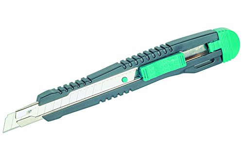 Wolfcraft 4141000 Cúter de cuchillas separables estándar con guía de acero inoxidable y cuchilla de 9 mm, depósito con 3 hojas de recambio, multicolor