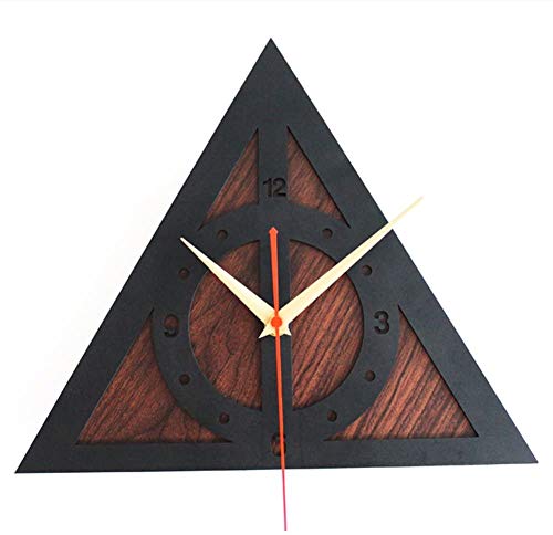 XIAOWANG Reloj de Vinilo Dormitorio de 12 Pulgadas Reloj de Pared Retro CD Vinyl Harry Potter Los santuarios del Signo de la Muerte Reloj de Pared silencioso, Caoba