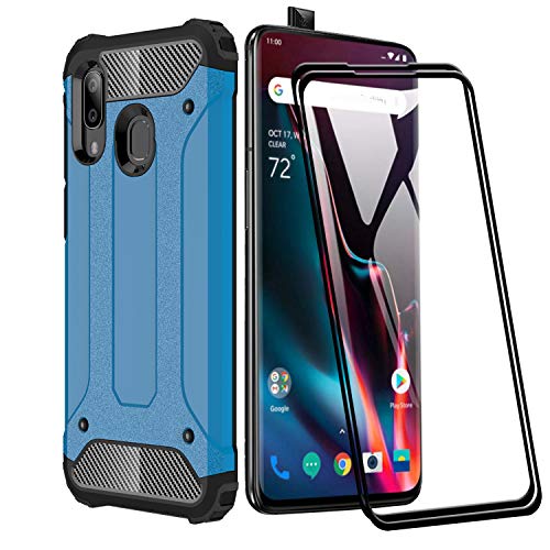 XIFAN Funda para Huawei P Smart Z, protección contra Golpes de TPU + PC Resistente a arañazos (Doble Capa) Carcasa para Huawei P Smart Z, Azul + 2 Piezas Protector de Pantalla