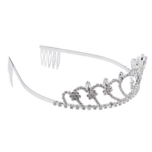 XUSHEN-HU Tiara para el pelo de la corona del peine de la corona de la novia de la boda de diamantes de imitación de cristal de la corona de