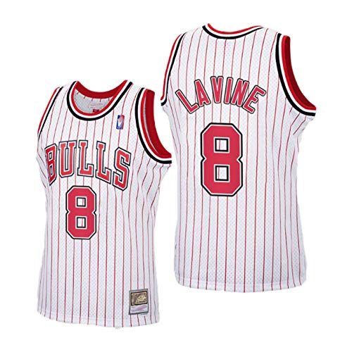 XXJJ Camiseta de baloncesto para hombre Lavin # 8, Bulls sin mangas (S-XXL), color blanco