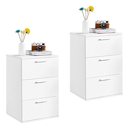Yaheetech 2 x Mesillas de Noche Blancas con 3 Cajones 40 x 35 x 60 cm Mesitas de Noche Dormitorio Salón Sala de Estar Mesa Auxiliar de Madera Cajonera de Modelo Moderno Yaheetech 2 x Mesillas de Noche Blancas con 3 Cajones 40 x 35 x 60 cm Mesitas de Noche Dormitorio Salón Sala de Estar Mesa Auxiliar de Madera Cajonera de Modelo Moderno