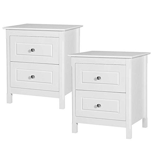 Yaheetech Set de 2 Mesitas de Noche Mesillas Mesas Auxiliares con 2 Cajones Mesita de Sofá Mesa para Dormitorio 48x 40 x 55 cm Blanco Yaheetech Set de 2 Mesitas de Noche Mesillas Mesas Auxiliares con 2 Cajones Mesita de Sofá Mesa para Dormitorio 48x 40 x 55 cm Blanco