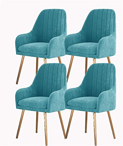 YF Conjunto de 4 sillas de Comedor con respaldos de Terciopelo y pies metálicos, sillas de Comedor Suaves, cómodas y tranquilas, adecuadas para sillones en salón, Comedor, Dormitorio y Cocina.