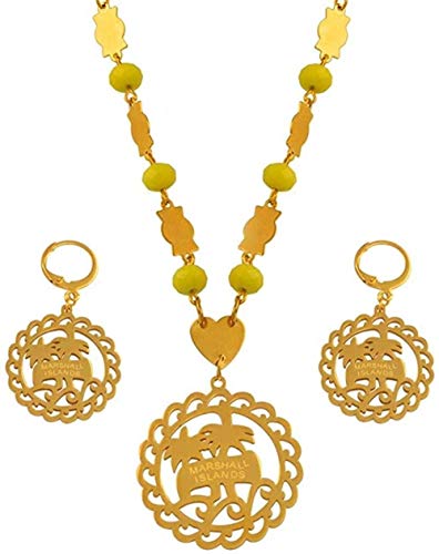 Yiffshunl Collar Collar Islas Marshall Conjuntos de Joyas con Colgantes de Perlas Collares y aretes para Mujeres Estilos Populares de Islas Regalos Collar de Regalo