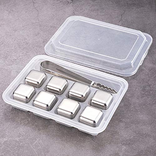 YOU+ - Juego de 8 cubos de hielo reutilizables de acero inoxidable, para whisky Vodka y cerveza de vino y todas las bebidas YOU+ - Juego de 8 cubos de hielo reutilizables de acero inoxidable, para whisky Vodka y cerveza de vino y todas las bebidas