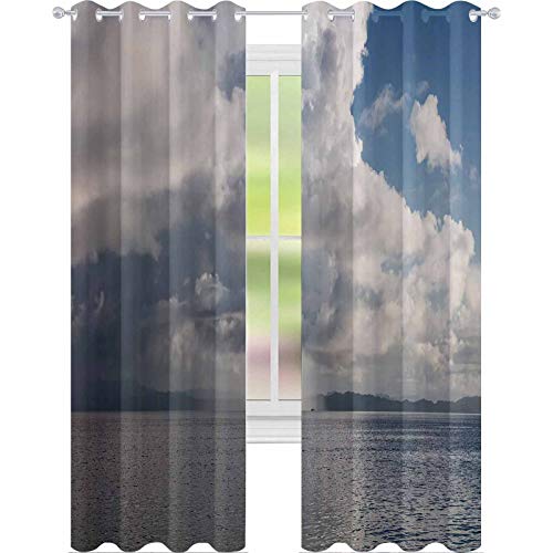 YUAZHOQI cortinas opacas nubes de lluvia deriva sobre remotas islas de piedra caliza en Raja Ampat Indonesia esta hermosa ecuatorial re 52 "x 274 cm cortinas personalizadas