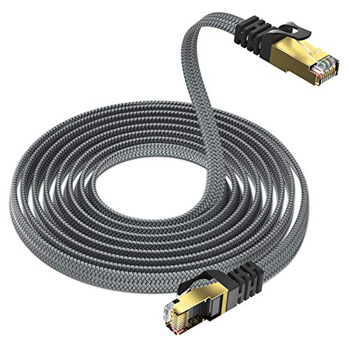 Yurnero - Cable de red plano CAT8, 40 Gbits, 2 m, cable LAN de conexión, cable Ethernet Cat 8 Gigabit RJ45 – 2000 MHz, compatible con Cat 6/Cat 7, adecuado para conmutadores, router, módems