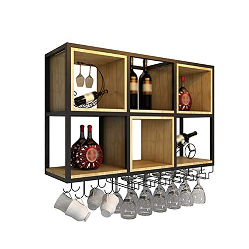 ZYX Wall Shelf Estante de La Pared, Bastidores Dde Pared Estante de Madera Invertida Copa de Vino Hierro Forjado Se Utilizan Principalmente en Restaurantes Bares Cafés Internet Y Otros Lugares de Ocio