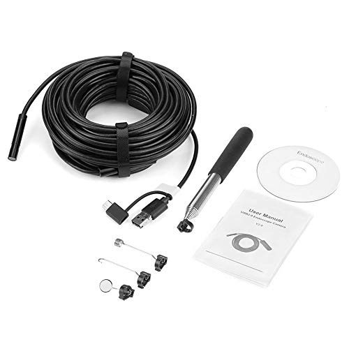 1pc negro 15 metros endoscopio USB inspección digital cámara de serpiente boroscopio con cámara impermeable de 2 megapíxeles 6 luces LED para inspección de tuberías de automóviles