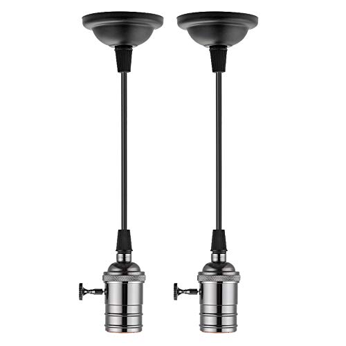2 portalámparas Elitlife, casquillo E27, de cobre, vintage, retro, antiguo, Edison, lámpara de techo, accesorios para colgar con cable de 1,2 metros, color negro 2 portalámparas Elitlife, casquillo E27, de cobre, vintage, retro, antiguo, Edison, lámpara de techo, accesorios para colgar con cable de 1,2 metros, color negro