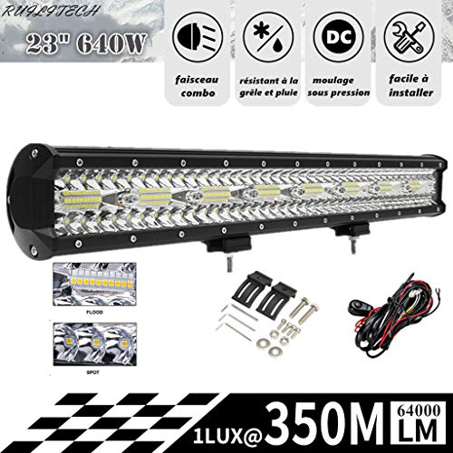 23" 640W DC 12v 24v Tres Filas Barra de Luz Led Combo de Haz Trabajo Para Tractor Off Road 4WD 4x4 Camión SUV ATV (Contiene Equipo de Cableado) 23" 640W DC 12v 24v Tres Filas Barra de Luz Led Combo de Haz Trabajo Para Tractor Off Road 4WD 4x4 Camión SUV ATV (Contiene Equipo de Cableado)