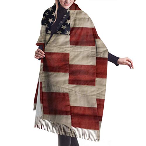 27"x77 Bufandas de las señoras Edredón de la bandera americana para el Día de los Caídos y 4to de Ju Chal Wrap para mujeres Chal Wrap para mujeres Elegante manta cálida grande