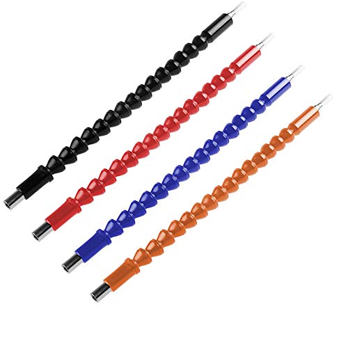 4 Piezas Extensión Broca Flexible, Broca Flexible, Eje Destornillador de Extensión, 11,8 pulgadas Extensión Flexible Universal Acero Inoxidable Extensión Broca para Taladro Eléctrico (4 Colores)