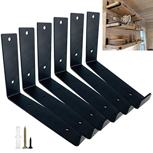 6 Piezas Soportes de Metal, Soportes de Estante, Escuadra Metalicas Estantería con Tornillos Soporte de la Pared Industrial para Estante Flotante Baldas Flotantes Carga 50kg 20 * 15 * 4cm 6 Piezas Soportes de Metal, Soportes de Estante, Escuadra Metalicas Estantería con Tornillos Soporte de la Pared Industrial para Estante Flotante Baldas Flotantes Carga 50kg 20 * 15 * 4cm