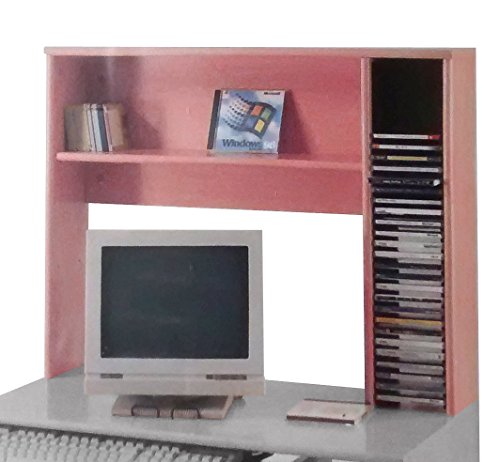 Abitti Estantería con Porta CD's y Estante para acoplar a Escritorio o Mesa Estudio, Cerezo, 80x64 cm.