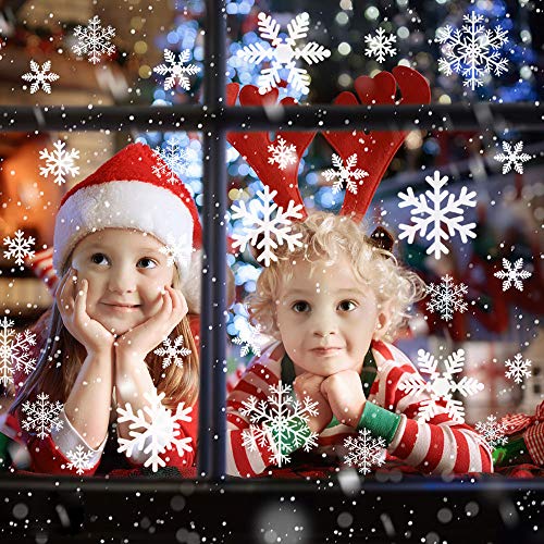 AFASOES 8 Pegatinas Navidad Ventanas Pegatinas Copos de Nieve Pegatinas de Navidad para Cristales Pegatinas Escaparates Navidad Pegatinas PVC Decoraciones para Navidad para Ventana Cristales