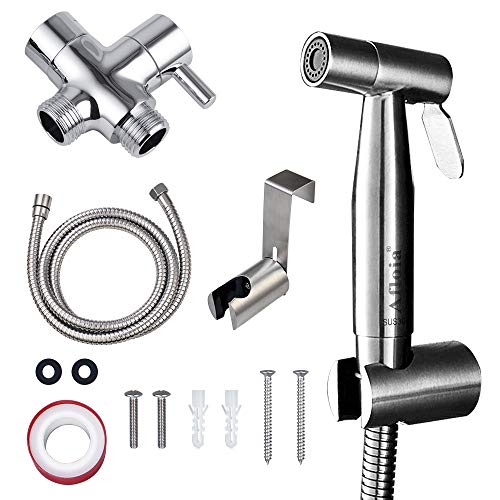 Afloia - Ducha Bidet 2 Modos Mano Grifos de Bidet Shattaf Pulverizador Acero Inoxidable Grifo Bidet Portatil para WC, con Soporte Ducha, Valvula Desviadora y Manguera Ducha 1.5m Afloia - Ducha Bidet 2 Modos Mano Grifos de Bidet Shattaf Pulverizador Acero Inoxidable Grifo Bidet Portatil para WC, con Soporte Ducha, Valvula Desviadora y Manguera Ducha 1.5m
