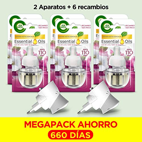 Air Wick Eléctrico Megapack - Ambientador, esencia para casa con aroma a Lirio de Luna - 2 aparatos + 6 recambios Air Wick Eléctrico Megapack - Ambientador, esencia para casa con aroma a Lirio de Luna - 2 aparatos + 6 recambios