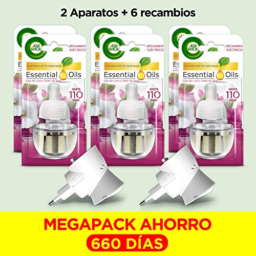 Air Wick Eléctrico Megapack - Ambientador, esencia para casa con aroma a Lirio de Luna - 2 aparatos + 6 recambios