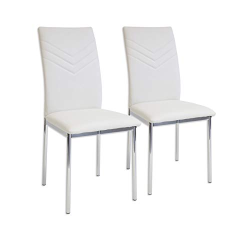 Albatros 2922 Verona Set de 2 sillas de Comedor, Blanco, pie de Cromo, SGS Tested Albatros 2922 Verona Set de 2 sillas de Comedor, Blanco, pie de Cromo, SGS Tested