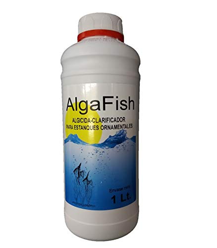 Algicida - Antialgas y Clarificador para lagos, estanques, fuentes, acuarios y peceras ornamentales. Algafish Botella 1 Litro
