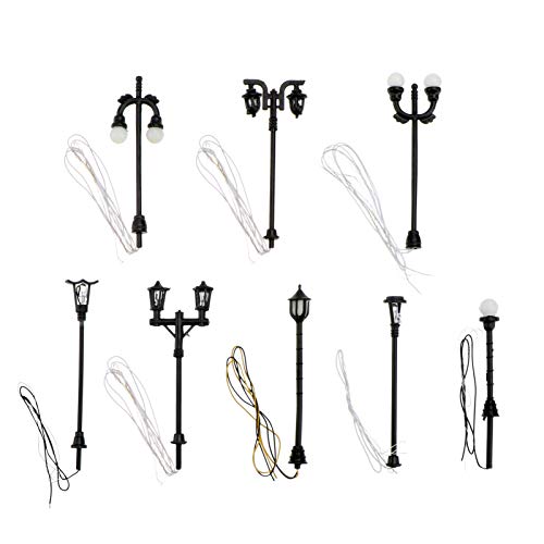 Angoily 8Pcs Casa de Muñecas Luces de Calle en Miniatura Mini Farolas de Poste Luces de Camino Linterna de Casa de Muñecas Farolas Modelo para Micro Paisaje Accesorios de Jardín de Hadas