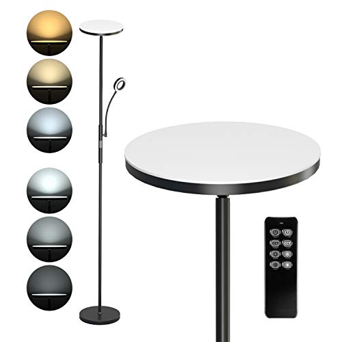 Anten 30W Lámpara de Pie LED con 5W Luz de Lectura, Lámpara de Pie Salón Regulable con Mando a Distancia, 3 Temperaturas de Color, Lámpara Moderna para Dormitorio, Estudio y Oficina Anten 30W Lámpara de Pie LED con 5W Luz de Lectura, Lámpara de Pie Salón Regulable con Mando a Distancia, 3 Temperaturas de Color, Lámpara Moderna para Dormitorio, Estudio y Oficina