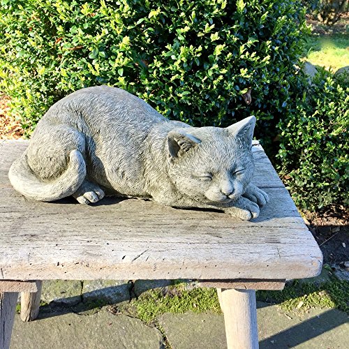 Antikas - Gato de Piedra Figuras jardín - Estatua Gato Adorno terraza jardín finca rústica - Animales de Piedra