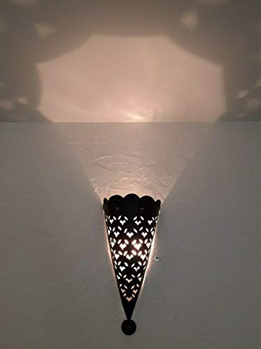 Aplique de pared de hierro forjado marroquí lámpara farol candelabro portavelas oriental, altura 41 cm