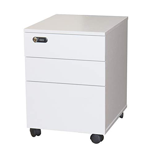 Archivador móvil Almacenamiento de Madera Oficina Armario archivador con Cerradura 3 cajones con Ruedas Unidad de Oficina Debajo del Escritorio (Blanco) Archivador móvil Almacenamiento de Madera Oficina Armario archivador con Cerradura 3 cajones con Ruedas Unidad de Oficina Debajo del Escritorio (Blanco)