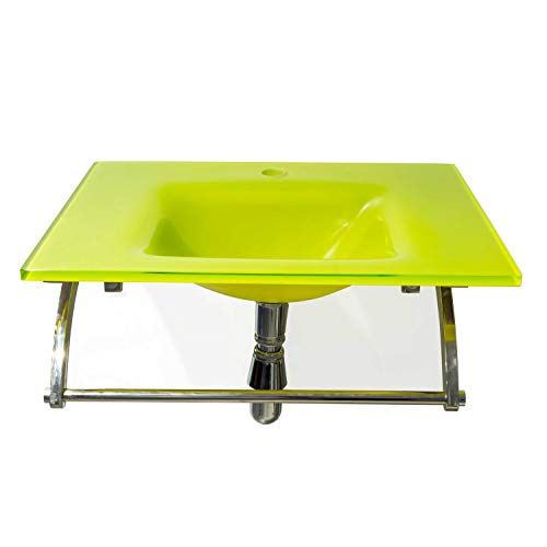 AUKERA HOUSE Lavabo en cristal templado. Conj. RAINBOW CRISTALPACK en 58 x 43,5. Rectangular. Válvula, Sifón, Toallero y Soporte. Pistacho AUKERA HOUSE Lavabo en cristal templado. Conj. RAINBOW CRISTALPACK en 58 x 43,5. Rectangular. Válvula, Sifón, Toallero y Soporte. Pistacho