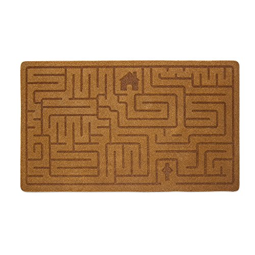 Balvi Felpudo Labyrinth Color marrón Alfombra con Dibujo de Laberinto Poliéster/plástico PVC 41 x 70 cm