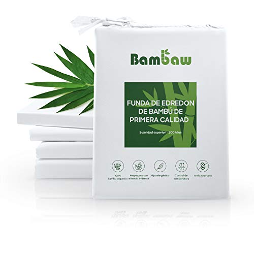 Bambaw Funda Nórdica de Bambú Duvet Cover | Suavidad | Sostenible | Funda Nórdica Funda Nordica Antiacaros | Tejido Transpirable | Blanco - 200x200