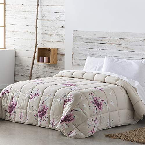 Barceló Hogar - ❤️ Edredón Comforter Reversible Melinda, Edredón Estampado de 350 gr en Color Crema, Medida 250x270, Edredón Nórdico de Otoño-Invierno para Cama 150