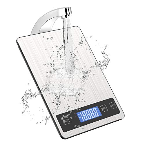 Báscula digital de cocina, báscula de cocina eléctrica, 5 kg, de acero inoxidable, con pantalla LED, tara y características, para cocina, ingredientes, joyas, drogas, café, té